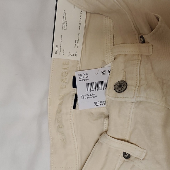 AE Stretch Super High-Waisted Straight Jean in Cream Size 0 / 25W - Picture 14 of 14